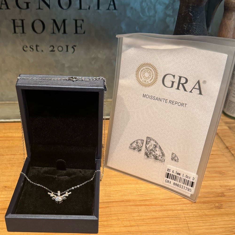 #194 Over 1 ctw Moissanite deer head necklace